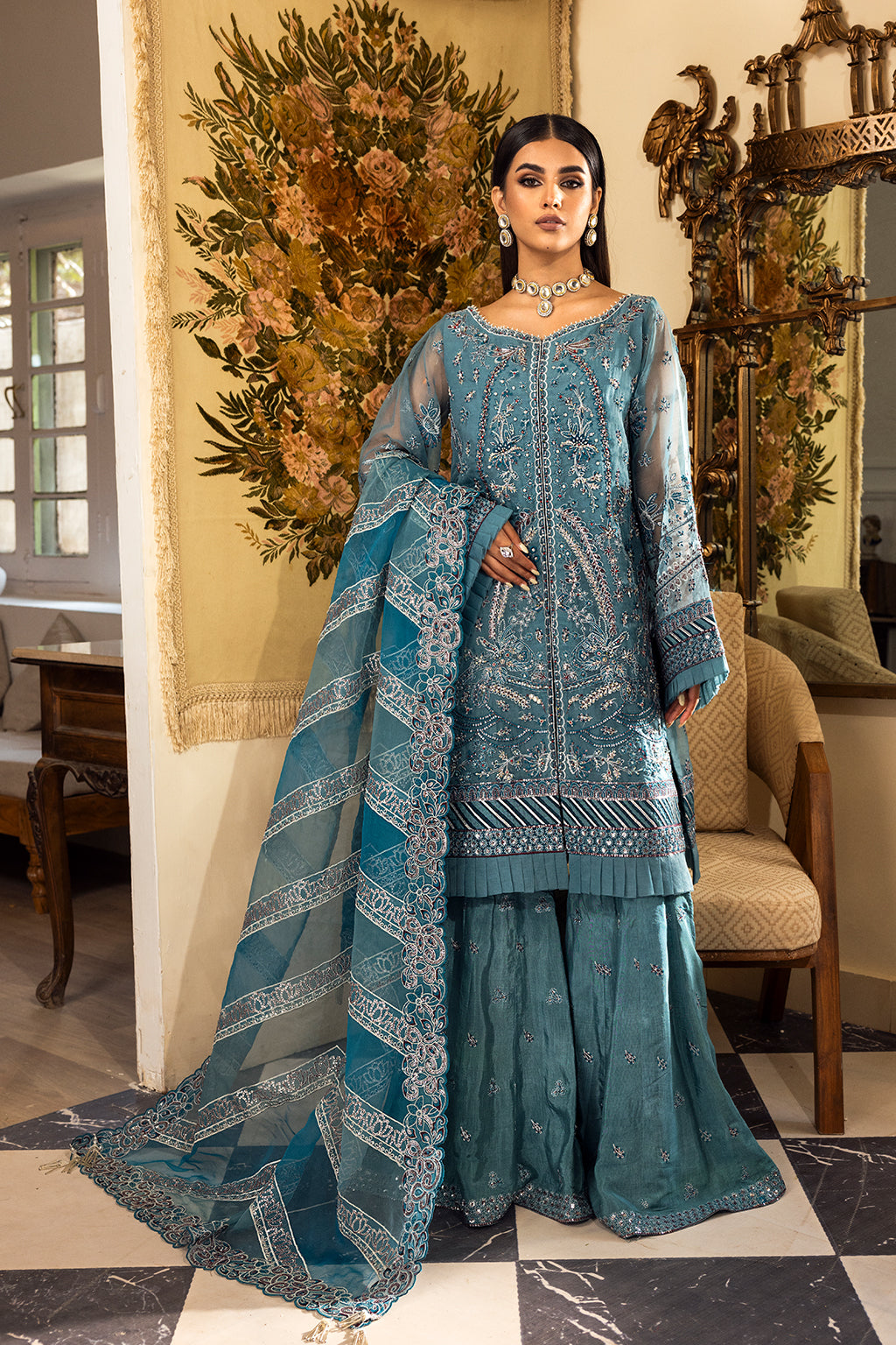 Emaan Adeel Luxury Pret Embroidered Organza 3pc Suit Lp 04 Roshany