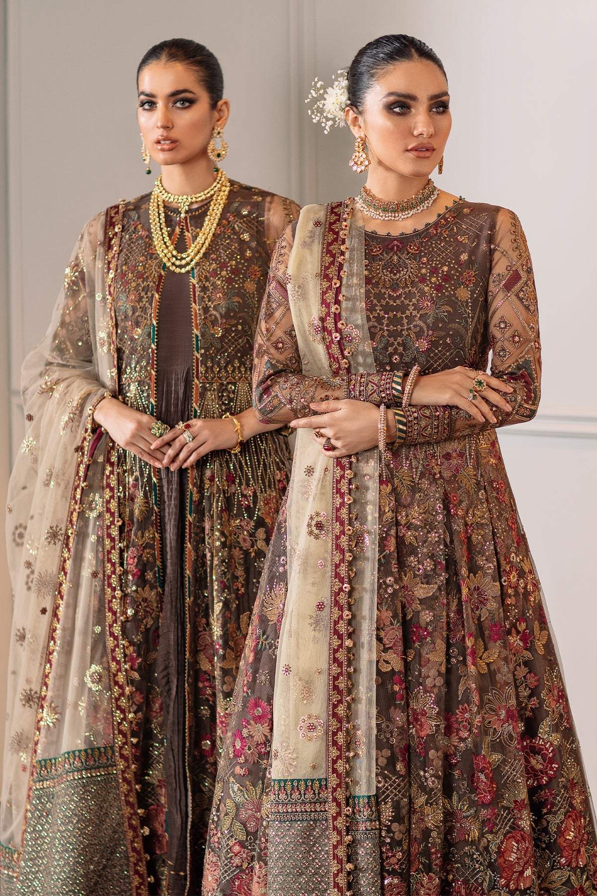 Baroque Chantelle Embroidered Net Unstitched 3pc Suit Ec 02