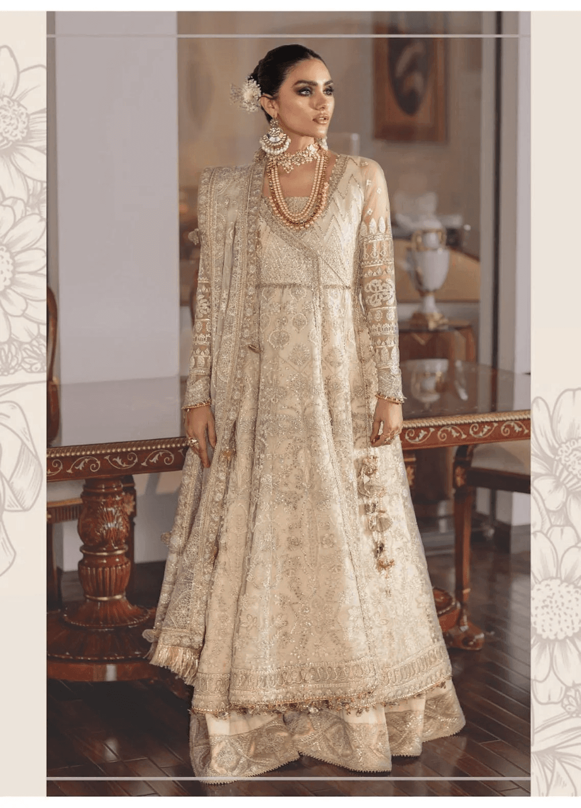 Baroque Chantelle Embroidered Net Unstitched 3pc Suit Ec 05