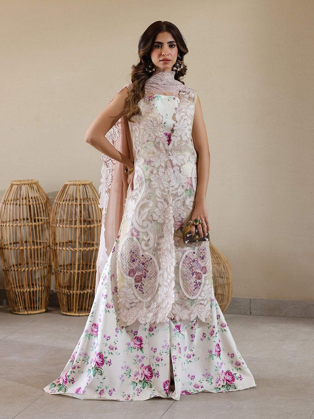 Faiza Faisal Marine Embroidered Luxury Lawn Unstitched 3pc Suit Elisha
