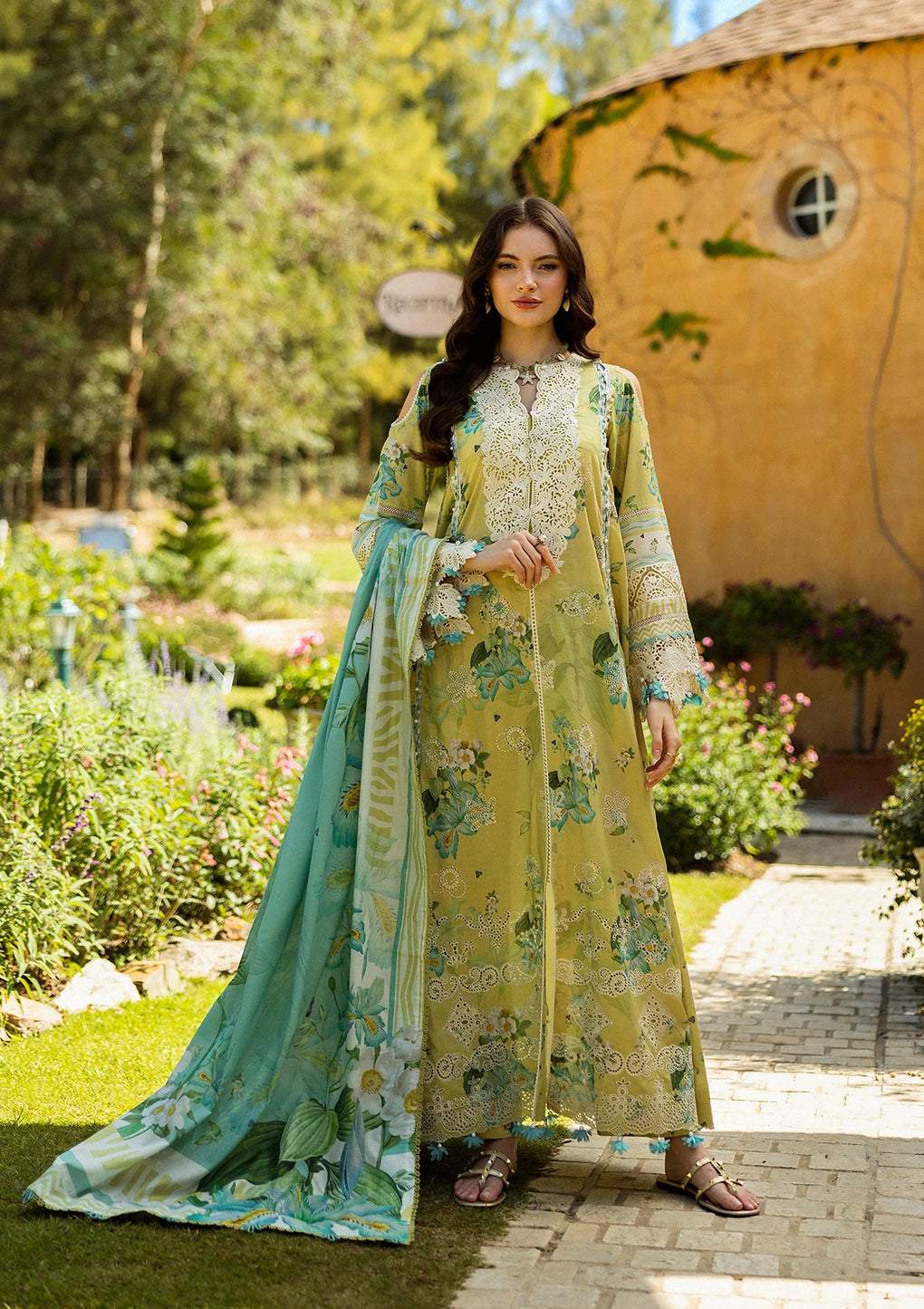 Elaf Premium Prints Chikankari Lawn Unstitched 3pc Suit Elk 07a Allure