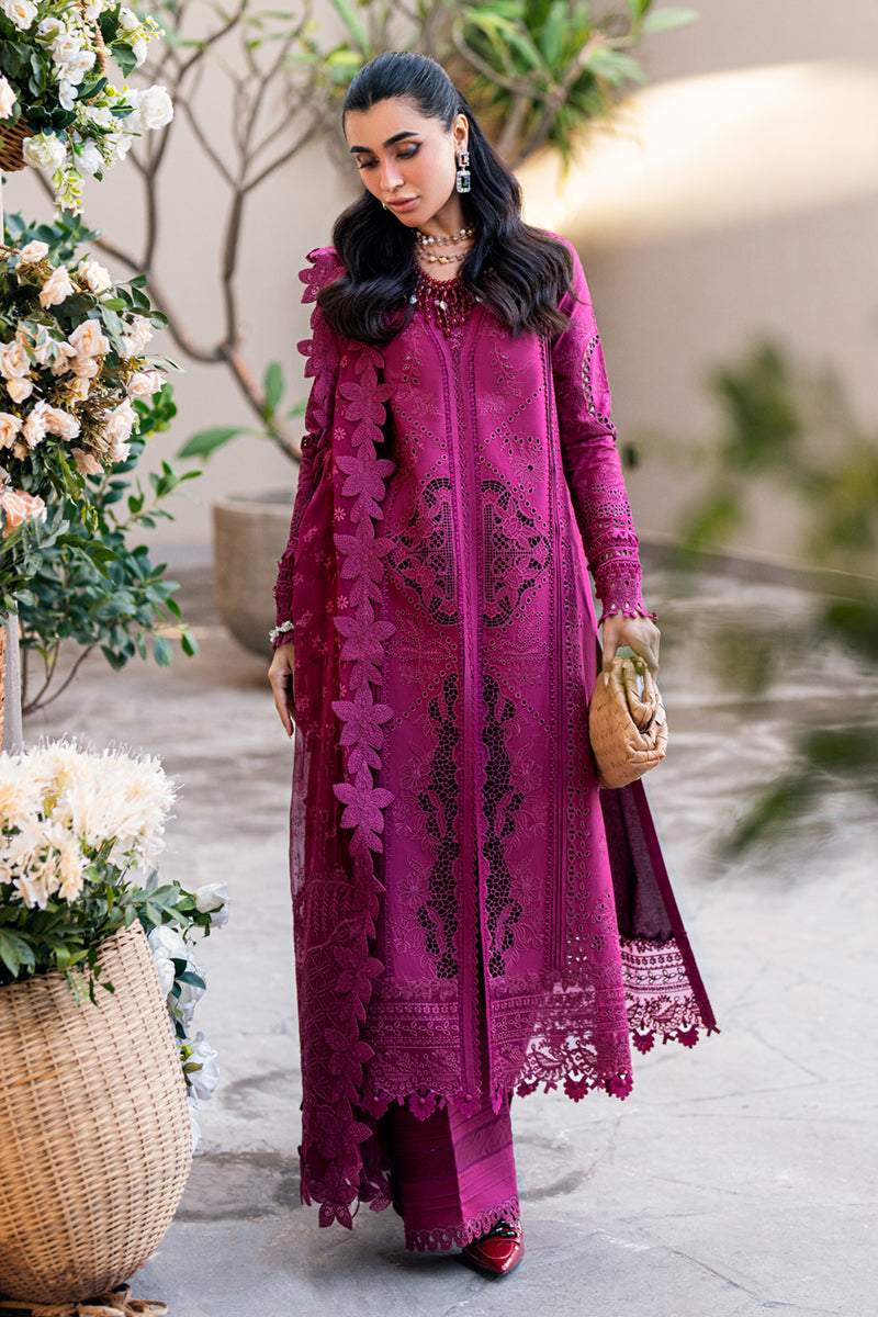 Qalamkar Sahil Embroidered Lawn Unstitched 3pc Suit Fk 11 Violet