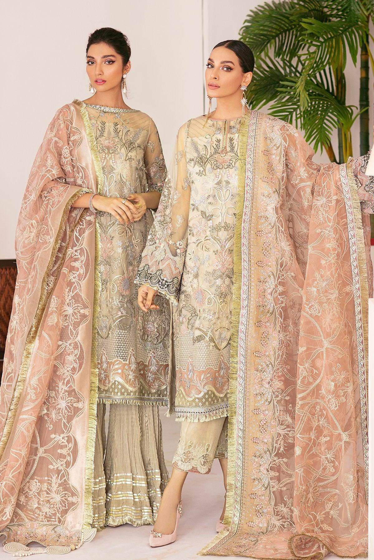 Baroque Chantelle Embroidered Net 3 Piece Suit Bqc 06 Fall Light