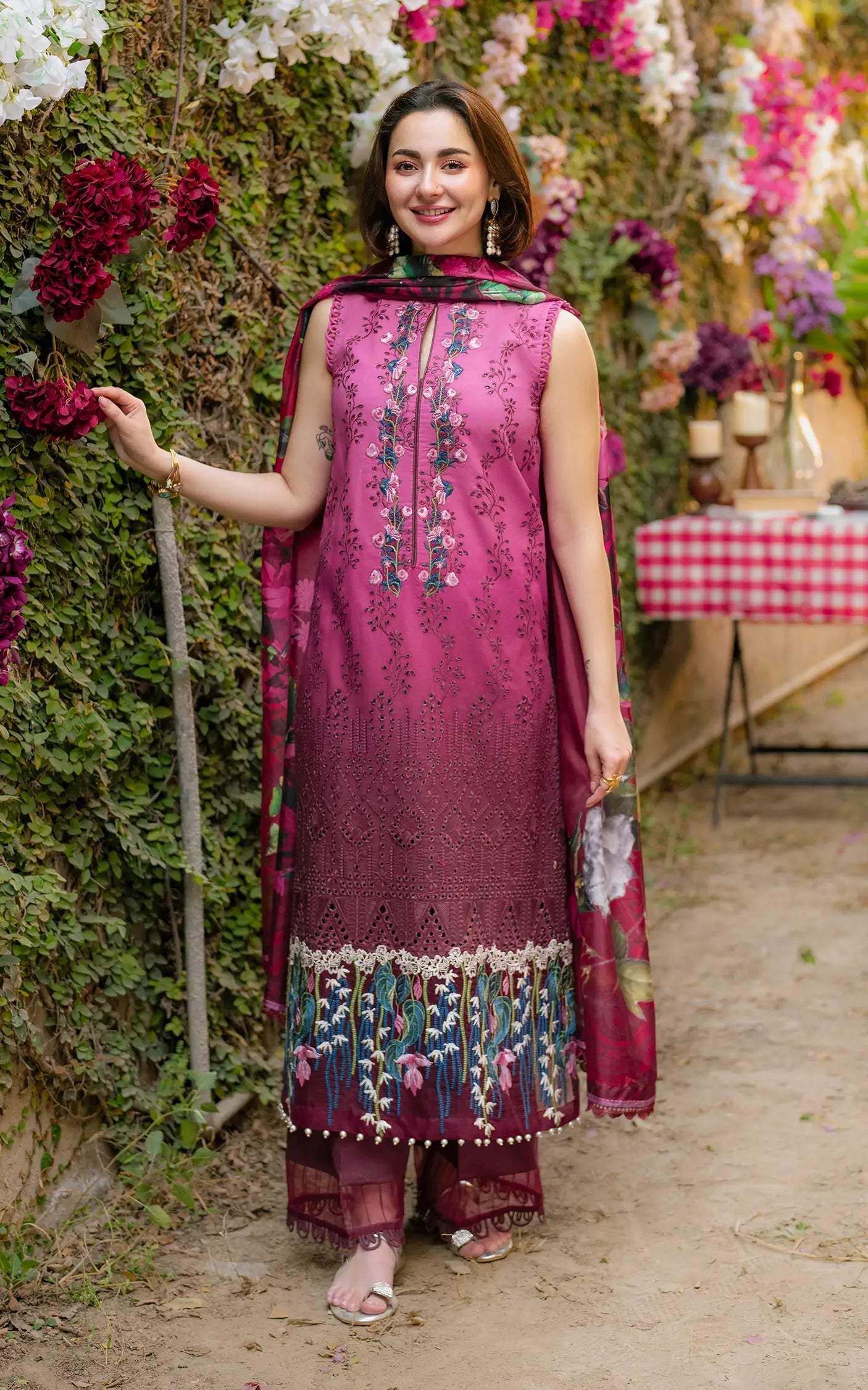 Asifa Nabeel Gulkari Embroidered Lawn Unstitched 3pc Suit Gkl 13 Sunkissed Garden