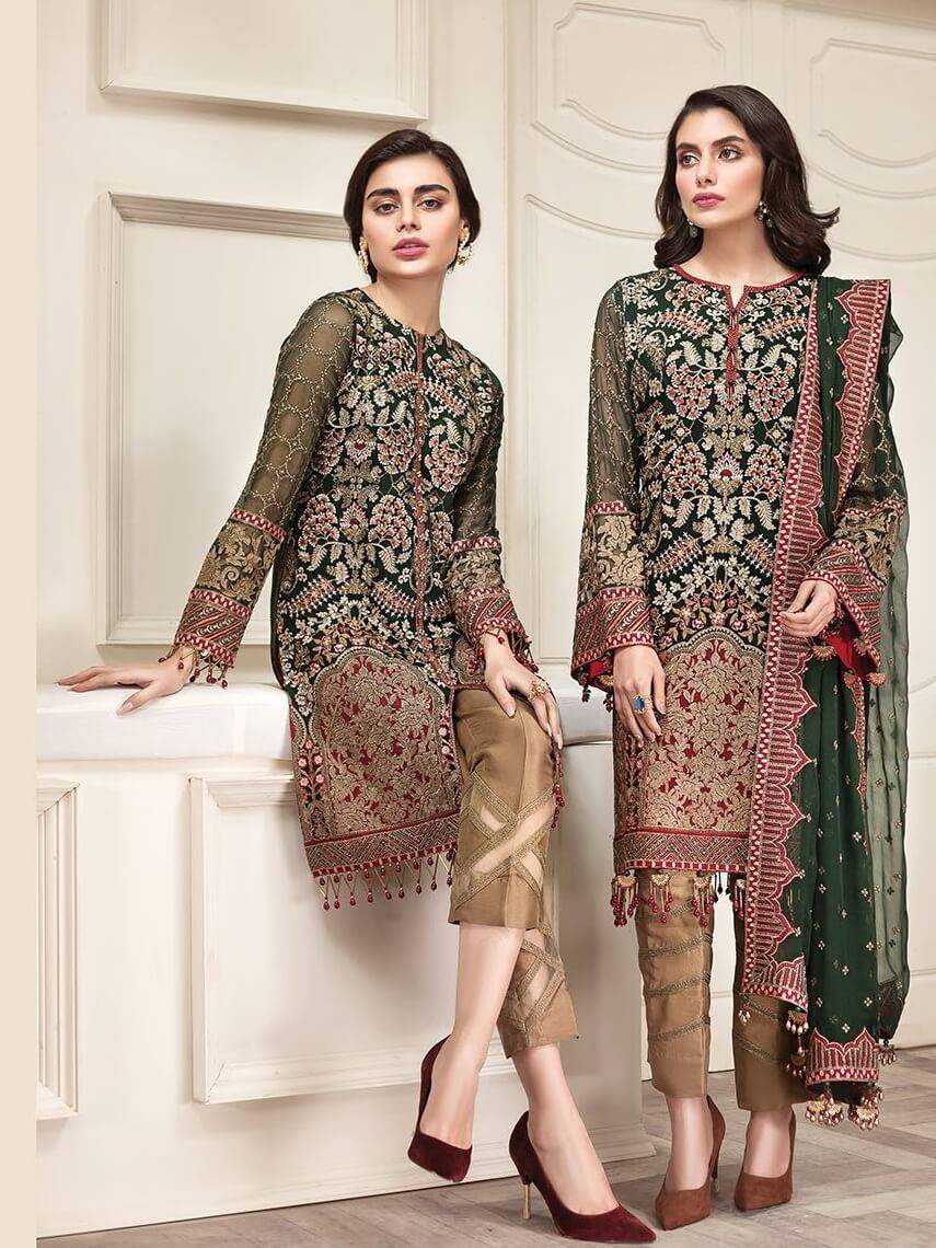 Jazmin Amerrati Luxury Chiffon 2020 Embroidered 3pc Suit D 01 Panache