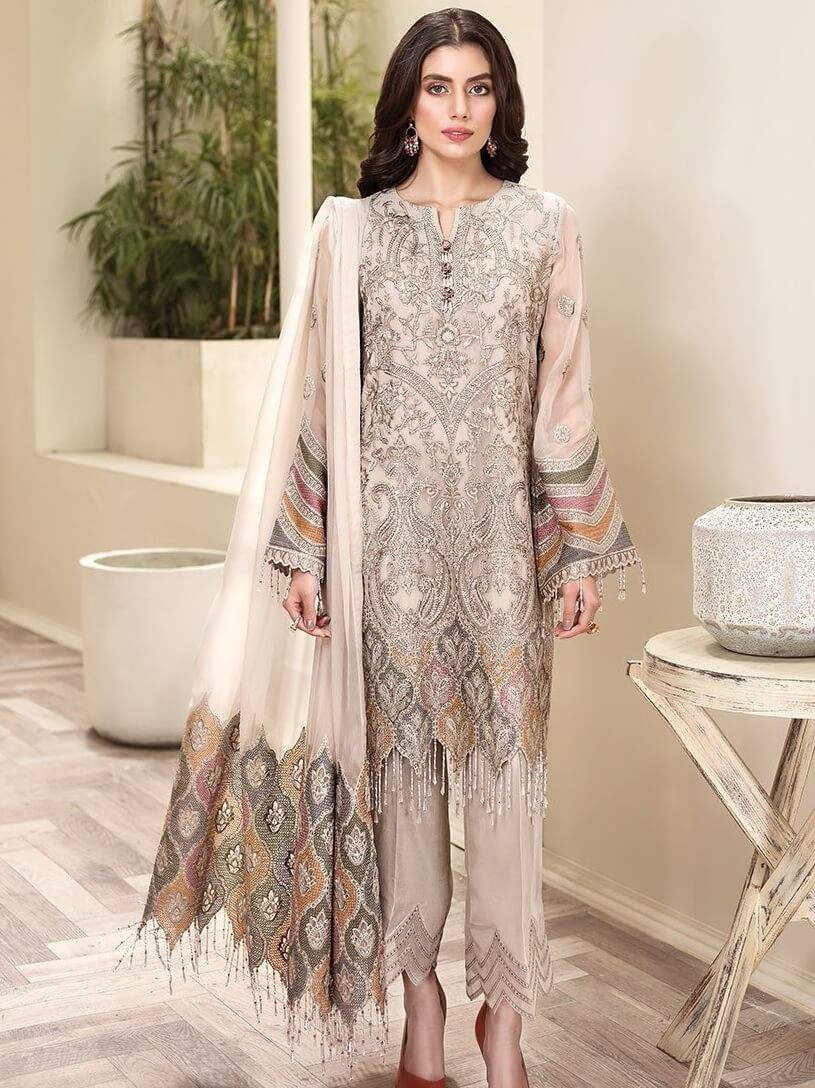 Jazmin Amerrati Luxury Chiffon 2020 Embroidered 3pc Suit D 03 Arezu