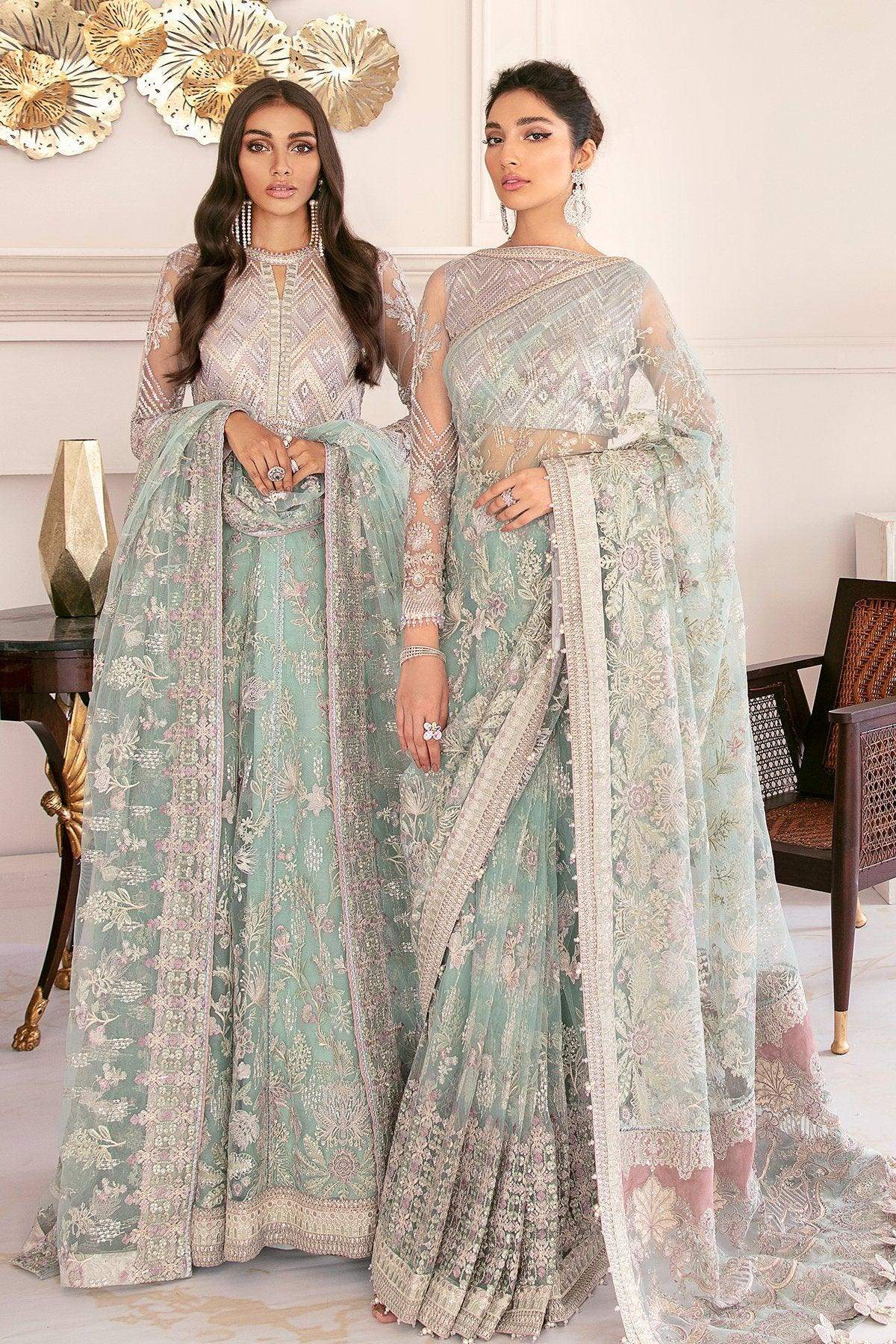 Baroque Chantelle Embroidered Net 3 Piece Suit Bqc 10 Swiss Topaz