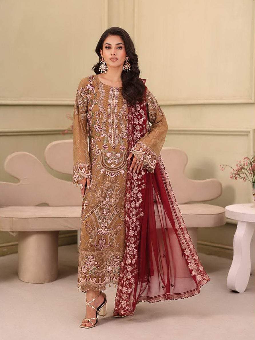 Ramsha Chiffon Vol 27 Unstitched Embroidered 3pc Suit F 2702